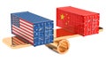 China or USA trade and tariffs balance concept, 3D rendering Royalty Free Stock Photo