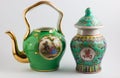 China vase and medieval romantic teapot Royalty Free Stock Photo