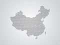 China vector map illustration using binary codes on white background to mean advancement of digital technology