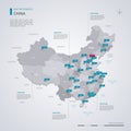 China vector map with infographic elements, pointer marks Royalty Free Stock Photo