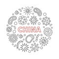 China Virus vector concept outline round illustration