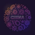 China Viruses vector linear colored circular illustration