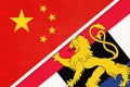 China vs Benelux national flag from textile.
