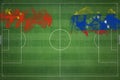 China vs Venezuela Soccer Match, national colors, national flags, soccer field, football game, Copy space