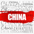 China wallpaper word cloud, travel concept background Royalty Free Stock Photo