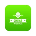 China welcome icon green vector