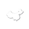 China - white 3D silhouette map of country area with dropped shadow on white background. Simple flat vector illustration