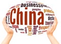 China word cloud hand sphere concept Royalty Free Stock Photo