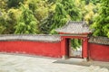 China, the Wudang monastery, red wall Royalty Free Stock Photo