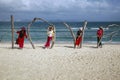 Wuzhizhou Island. On the shore of a beautiful beach set the word love from tree