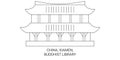 China, Xiamen, Buddhist Library travel landmark vector illustration Royalty Free Stock Photo