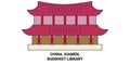 China, Xiamen, Buddhist Library travel landmark vector illustration Royalty Free Stock Photo