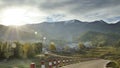 China/xinjiang: sunrise in baihaba village