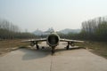 An abandoned five fighter jets for exhibition in the tourist area of the Yellow River, China