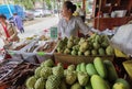 China Yunnan Kunming Xishuangbanna Banna Tropical Fruits Buddha Fruit Green Nature Fresh Market Harvest Street Food Snack