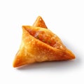 Chinapunk-inspired Hyperrealism: Triangular Samosa On White Background