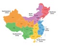 Regions of China, multi colored political map Royalty Free Stock Photo