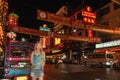 A lady dress stylishly standing in the Chinatown on Yaowarach road Bangkok Thailand