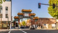 The chinatown gateway sculpture. It is at the entrance to the Old Town Chinatown neighborhood Royalty Free Stock Photo