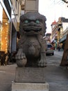 Chinatown`s Dragon Gate, guardian male lion, 6. Royalty Free Stock Photo