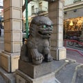 Chinatown`s Dragon Gate, guardian male lion, 1. Royalty Free Stock Photo