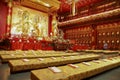 CHINATOWN,SINGAPORE - April 11, 2016:The interior view of the richely ornated Buddha Tooth relic temple in Chinatown,Singapore Royalty Free Stock Photo