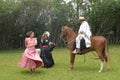 chincha , Peru -Lady in dress dancing a traditional folk dance la marinera with a Peruvian Paso-caballo de paso -