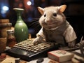 Chinchilla accountant crunches numbers with eyeglasses Royalty Free Stock Photo