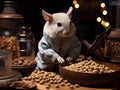 Chinchilla barista grinding coffee beans in tiny roaster