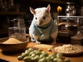 Chinchilla barista roasting beans in tiny roaster