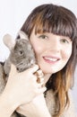 Chinchilla with young woman