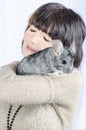 Chinchilla with young woman