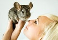 Chinchillas and a girl