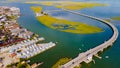 CHINCOTEAGUE BRIDGE across the Chincoteague Bay in Virginia. Drone view Royalty Free Stock Photo