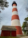 Assateague lighthouse close-up Royalty Free Stock Photo