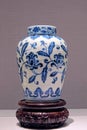 Chines ancient blue-and-white porcelain pot Royalty Free Stock Photo