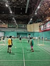 Chines people playing badminton in wuhan city