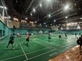 Chines people playing badminton in wuhan city