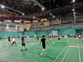 Chines people playing badminton in wuhan city