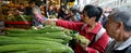 Chines people are shopping in a food market in Chinatown San Francisco California