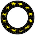 Chines zodiac sign in golden color Royalty Free Stock Photo