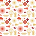 Chinese abstract seamless pattern vector. Illustration of traditional ornament and oriental background. happy new year