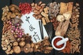 Acupuncture Therapy and Chinese Herbs Royalty Free Stock Photo