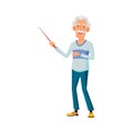 chinese aged man teacher on school lesson cartoon vector