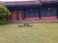 Chinese ancient building front yard garden Royalty Free Stock Photo