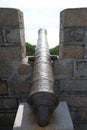 Chinese ancient cannon with city wall