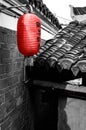 Chinese ancient courtyard with traditional red lantern