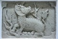 Chinese ancient kylin stone carving Royalty Free Stock Photo