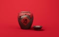 Chinese ancient wine with retro style, 3d rendering. Translation on the jar: wine