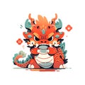 chinese angry dragon 2024 vector illustration